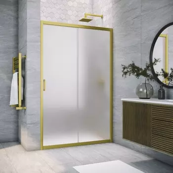 Душевая дверь в нишу Vegas-Glass ZP Novo h2000 100x200 ZP NOVO h2000 100 03 10 стекло сатин, профиль матовое золото