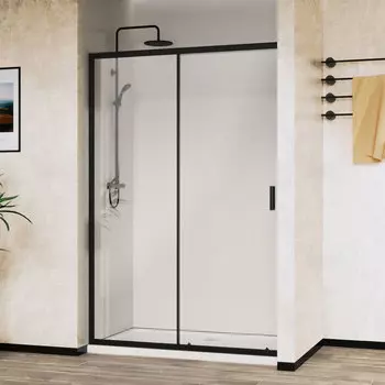 Душевая дверь в нишу Vincea City 130x195 VDS-5CT130CLB стекло прозрачное, профиль черный