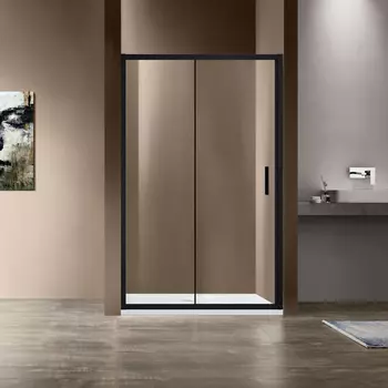 Душевая дверь в нишу Vincea Garda 145х190 VDS-1G145CLB стекло прозрачное, профиль черный