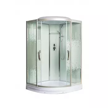 Душевая кабина 110x110 Мономах 10000005845 с крышей , профиль хром , стекло прозрачное с рисунком мозаика