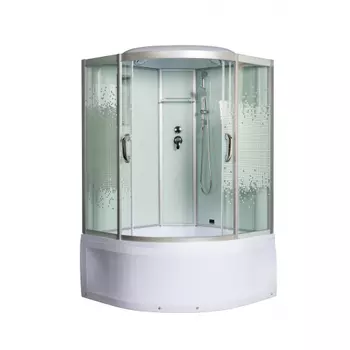 Душевая кабина 110x110 Мономах 10000005846 с крышей , профиль хром , стекло прозрачное с рисунком мозаика