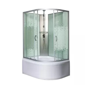 Душевая кабина 110x80 Мономах 10000005831 L без крыши , профиль хром , стекло прозрачное с рисунком мозаика