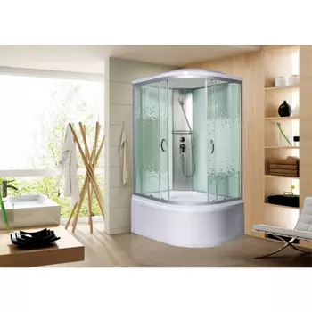 Душевая кабина 110x80 Мономах 10000005839 L с крышей , профиль хром , стекло прозрачное с рисунком мозаика