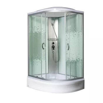 Душевая кабина Мономах 120/80/24 МЗ L профиль хром, стекло прозрачное с рисунком мозаика