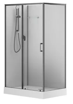 Душевая кабина Aquanet Passion EVO 120L Black 120x80 левая без крыши, стекло прозрачное, профиль черный
