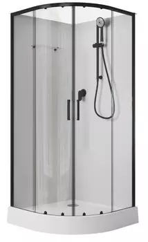 Душевая кабина Aquanet Passion EVO R Black 80x80 без крыши, стекло прозрачное, профиль черный