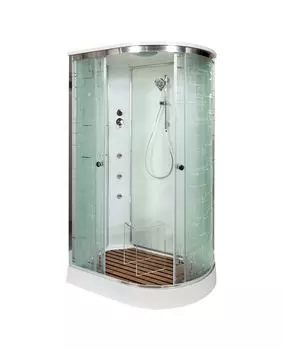 Душевая кабина AvaCan 120x90 EM2012LGM стекло узорчатое, профиль хром, с гидромассажем, левая