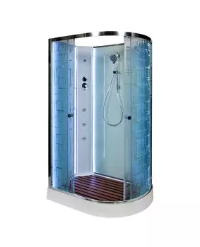 Душевая кабина AvaCan 120x90 EM2012LNLED+GM стекло узорчатое, профиль хром, с гидромассажем, левая