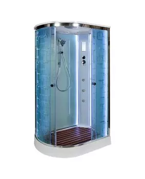 Душевая кабина AvaCan 120x90 EM2012RLED+GM стекло узорчатое, профиль хром, с гидромассажем, правая