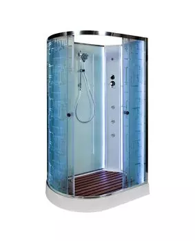 Душевая кабина AvaCan 120x90 EM2012RNLED+GM стекло узорчатое, профиль хром, с гидромассажем, правая