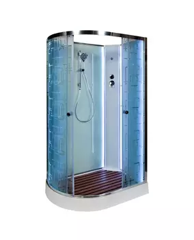 Душевая кабина AvaCan 120x90 EM2012RNLED стекло узорчатое, профиль хром, без крыши, правая