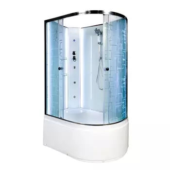 Душевая кабина AvaCan 120x90 EM5012LNLED+GM стекло узорчатое, профиль хром, с гидромассажем, левая