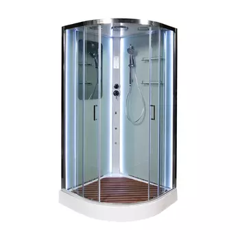 Душевая кабина AvaCan A01LED+GM 100x100 стекло прозрачное, профиль хром, с пультом и гидромассажем