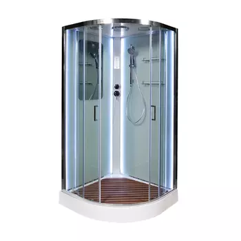 Душевая кабина AvaCan A09LED 90x90 стекло прозрачное, профиль хром