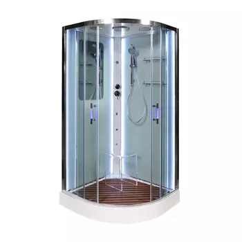 Душевая кабина AvaCan A09LED+GMKN 90x90 стекло прозрачное, профиль хром