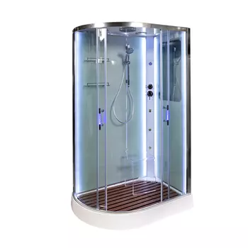 Душевая кабина AvaCan A102RLED+GMKN 120x80 стекло прозрачное, профиль хром, с кнопкой и гидромассажем, правая