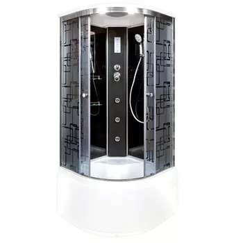 Душевая кабина AvaCan BM4510GM+ELBLACK 100x100 стекло с рисунком, профиль хром