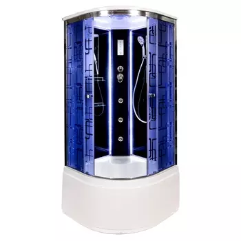 Душевая кабина AvaCan BM4510LED+GMBLACK 100x100 стекло с рисунком, профиль хром