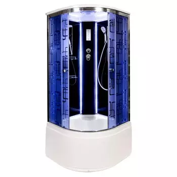 Душевая кабина AvaCan BM4510LEDBLACK 100x100 стекло с рисунком, профиль хром