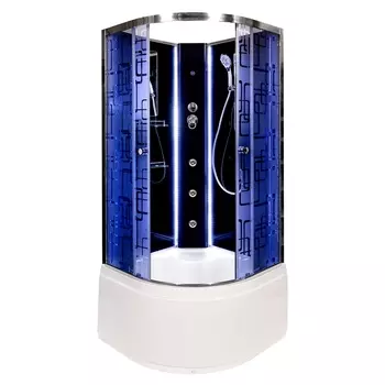 Душевая кабина AvaCan BM4510NLED+GMBLACK 100x100 стекло с рисунком, профиль хром