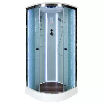 Душевая кабина AvaCan EM1580LED 80x80 стекло рисунок, профиль хром