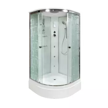 Душевая кабина AvaCan EM2710GM+EL 100x100 стекло рисунок, профиль хром