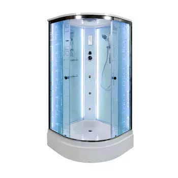 Душевая кабина AvaCan EM2710LED+GM 100x100 стекло рисунок, профиль хром