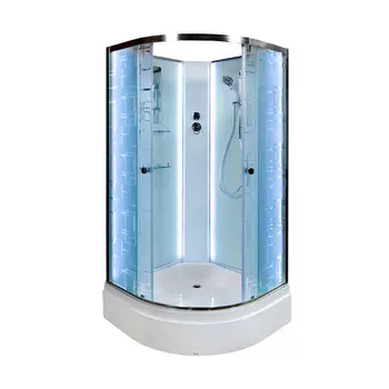 Душевая кабина AvaCan EM2710NLED 100x100 стекло рисунок, профиль хром