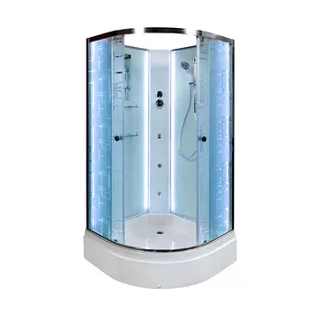 Душевая кабина AvaCan EM2710NLED+GM 100x100 стекло рисунок, профиль хром