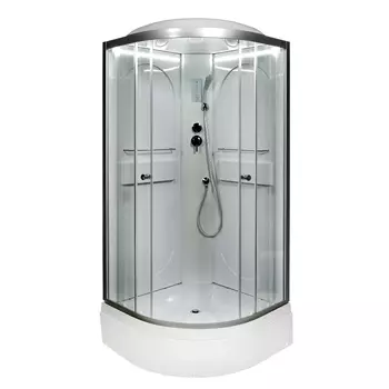 Душевая кабина AvaCan L510LED 100x100 стекло прозрачное, профиль хром