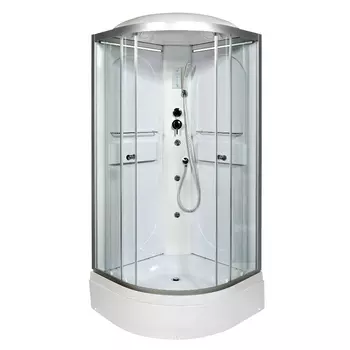 Душевая кабина AvaCan L580LED+GM 80x80 стекло прозрачное, профиль хром