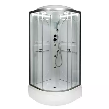 Душевая кабина AvaCan L590LED+GM 90x90 стекло прозрачное, профиль хром