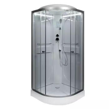 Душевая кабина AvaCan L608LED 80x80 стекло прозрачное, профиль хром