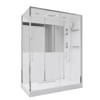 Душевая кабина Black&White Galaxy 160x85 G8890 с паром, стекло прозрачное, профиль хром