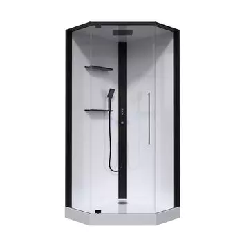 Душевая кабина Black&White Galaxy 90x90 G8035 стекло прозрачное, профиль черный, с гидромассажем