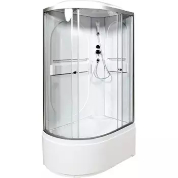 Душевая кабина Deto L L620RGM+EL 120x80 с гидромассажем и электрикой, стекло прозрачное, профиль хром