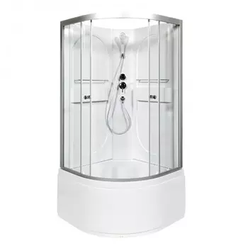 Душевая кабина Deto L L680NGM 80x80 с гидромассажем, стекло прозрачное, профиль хром