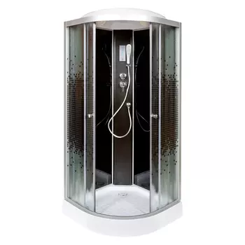 Душевая кабина Deto L L809ELBLACK 90x90 с электрикой, стекло с рисунком, профиль хром