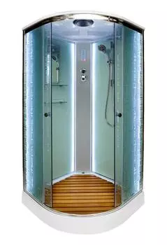 Душевая кабина DTO EM ЕМ1580 LED стандартная 80х80 стекло с рисунком, профиль хром