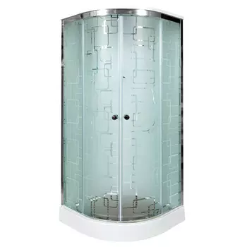 Душевая кабина DTO EM ЕМ1580 стандартная 80х80 стекло с рисунком, профиль хром