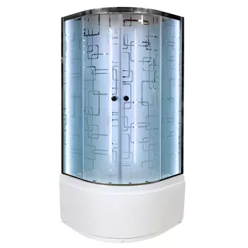 Душевая кабина DTO EM ЕМ4510 N LED стандартная 100х100 стекло с рисунком, профиль хром