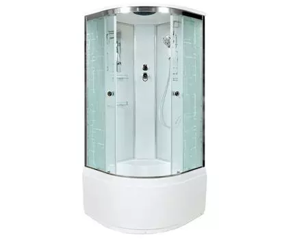 Душевая кабина DTO EM ЕМ4510 стандартная 100х100 стекло с рисунком, профиль хром