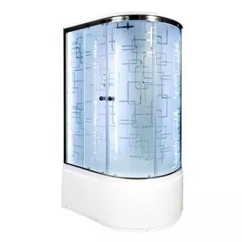 Душевая кабина DTO EM ЕМ4512 LED L 120х80 стандартная, стекло с рисунком, профиль хром