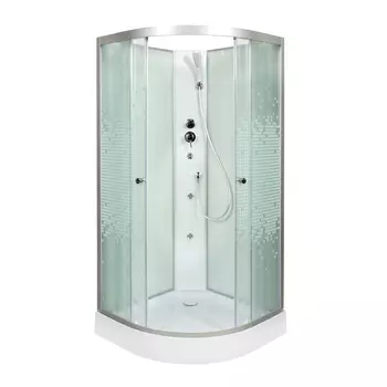 Душевая кабина DTO L909NGM+VST 90x90 с гидромассажем и вставкой, стекло с рисунком, профиль хром