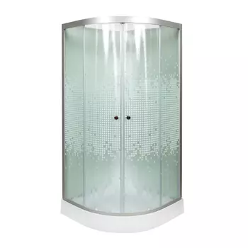 Душевая кабина DTO L L901NGM 100x100 с гидромассажем, стекло узорчатое, профиль хром