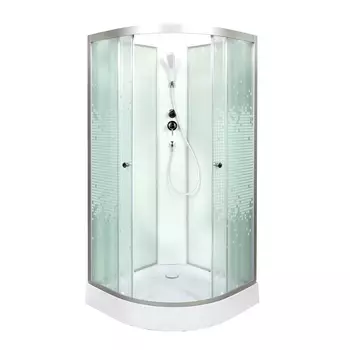 Душевая кабина DTO L L909N+VST 90x90 без крыши с вставкой, стекло с рисунком, профиль хром