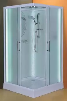 Душевая кабина Esbano Elegancia 100х100 ES-L100CKR с крышей, с LED освещением, стекло матовое, профиль белый