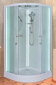 Душевая кабина Esbano Elegancia 100х100ES-L100CR с крышей, с LED освещением, стекло матовое, профиль белый