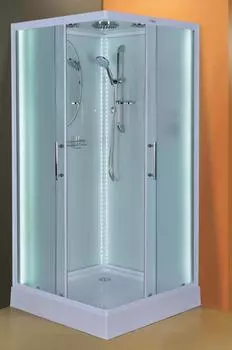 Душевая кабина Esbano Elegancia 90х90 ES-L90CKR с крышей, с LED освещением, стекло матовое, профиль белый