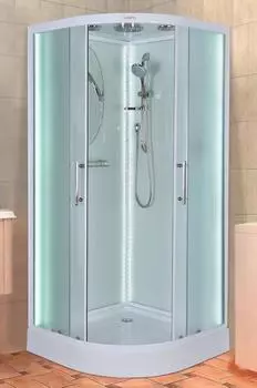 Душевая кабина Esbano Elegancia 90х90 ES-L90CR с крышей, с LED освещением, стекло матовое, профиль белый